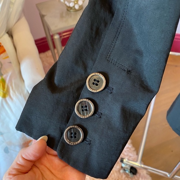 Guess Black Trench Coat Double breasted lightweight size medium - Picture 6 of 10